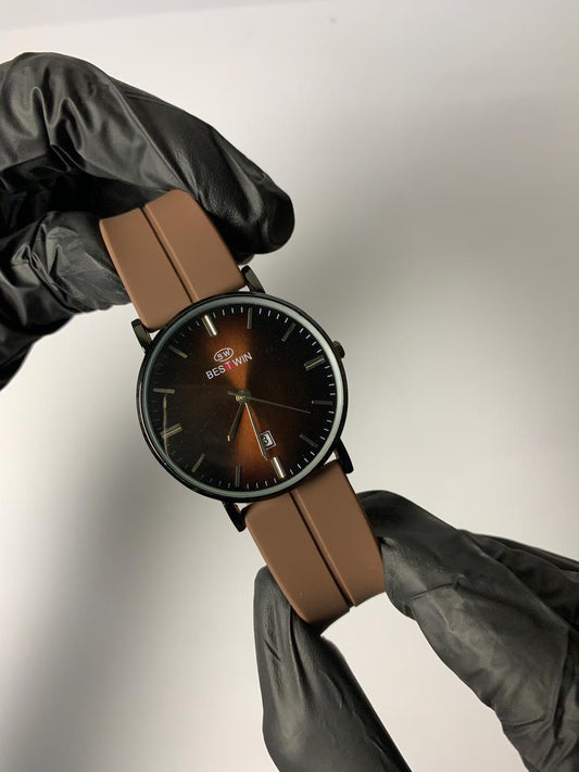 Bestwin watch Brown  Dial Silicone Strap with magnetic Lock