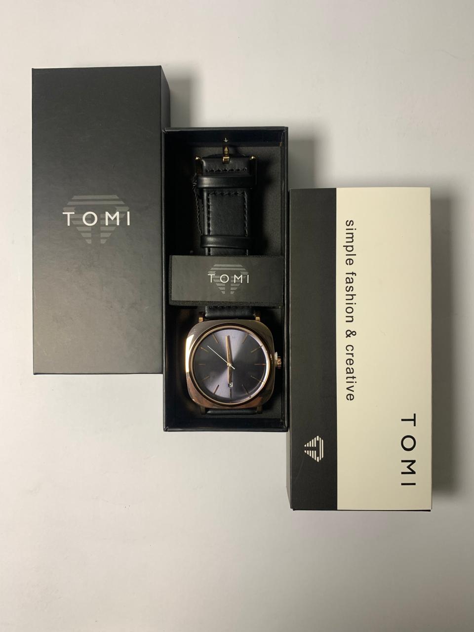 TOMI T-084 Men's Watch Quartz Date Leather Strap