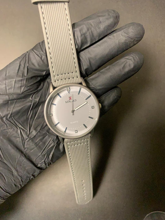 Reward Classic Silver and Comfortable Fabric Strap Watch