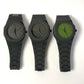 Original black arabic aura watch with fiber material and Green dial