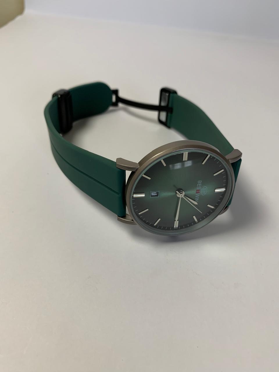 Bestwin watch Green Dial Silicone Strap with magnetic Lock