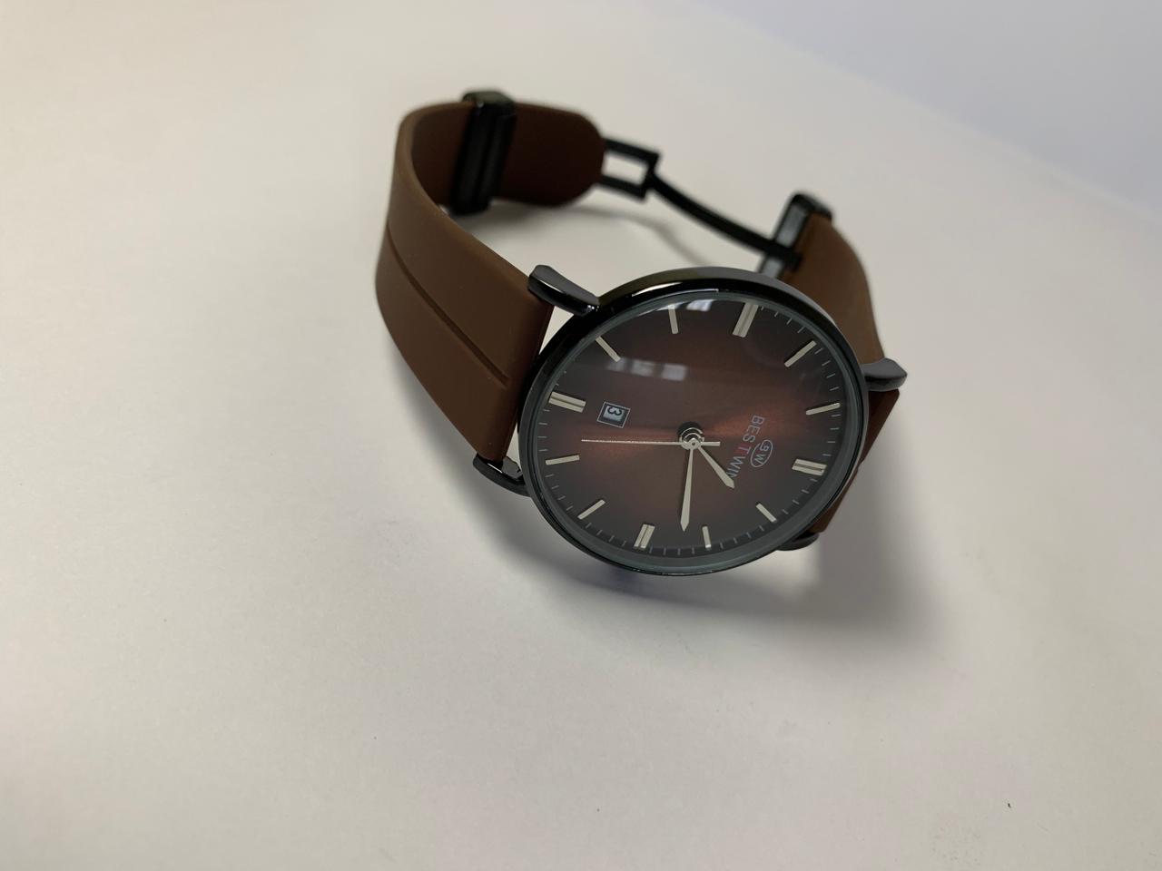 Bestwin watch Brown  Dial Silicone Strap with magnetic Lock