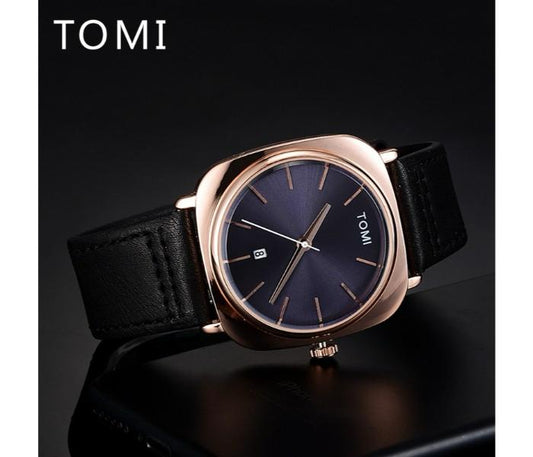 TOMI T-084 Men's Watch Quartz Date Leather Strap