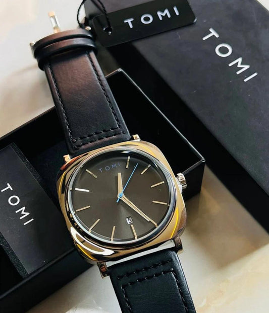 TOMI T-084 Men's Watch Quartz Date Leather Strap