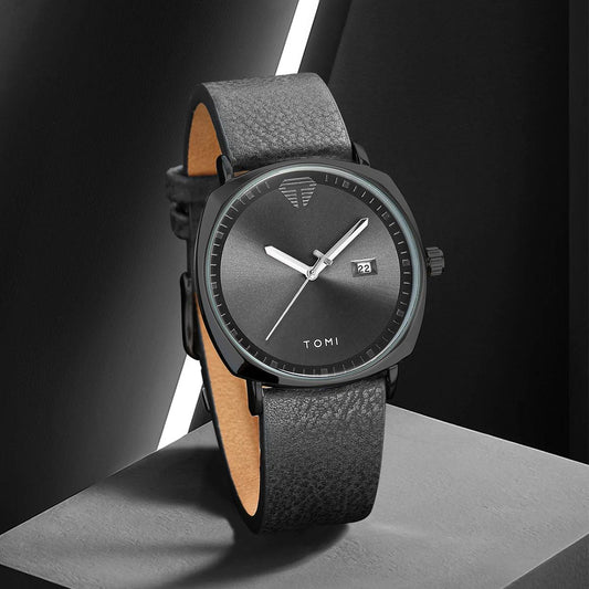 TOMI T-044 Men's Watch Quartz Date Leather Strap