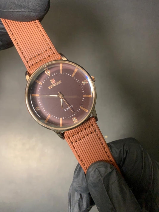 Reward Classic  Brown and Comfortable Fabric Strap Watch