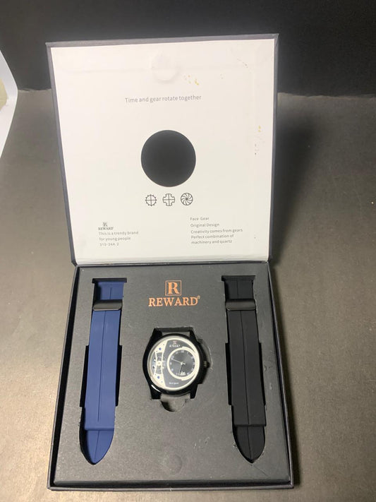 Reward Face Gear Quartz Watch – Dual Strap Set | Modern Mechanical Design for Trendsetters